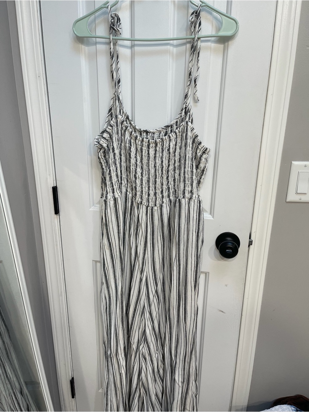 American Eagle Outfitters Black and White Striped Jumpsuit